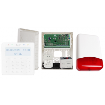 ZESTAW ALARMOWY SATEL INTEGRA 64 + INT-KSG2R-W + OPU-3P + AWT682 + 17Ah + SYRENA TI700